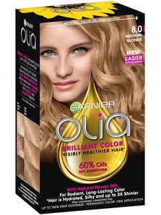 garnier hair color blonde shades Hot Chocolate Hair Color, Olia Hair Color, Medium Blonde Hair Color, Natural Auburn Hair, Auburn Hair Dye, Homemade Hair Dye, Mousy Brown Hair, Garnier Hair Color, Ammonia Free Hair Color