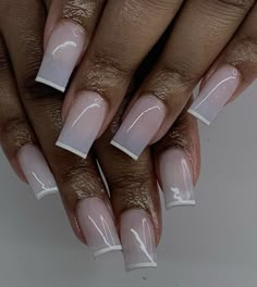 Nail Art Designs Short Nails, Nail Art Designs Short, Coffin Nails Designs Summer, Pink Tip Nails, Short Nails Ideas, Acrylic Nails Nude, Set Nails, Milky Nails, Inspiration Nails