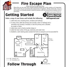 the fire escape plan is shown in black and white, with instructions on how to use it