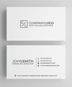 two white business cards on top of each other with the words, logo and company name