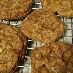 some cookies are cooling on a wire rack