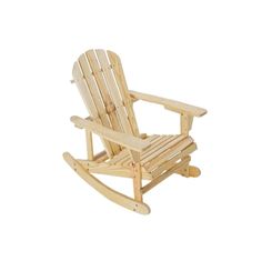 a wooden rocking chair on a white background