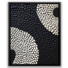 an abstract painting with white and black circles