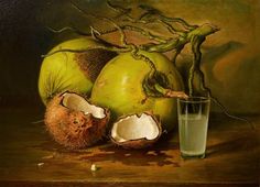 Coconut Still Life, Coconut Painting, Africa Art Design, Nature Sketch, Food Painting, Female Art Painting, Super Cat, Fruit Painting, Still Life Drawing