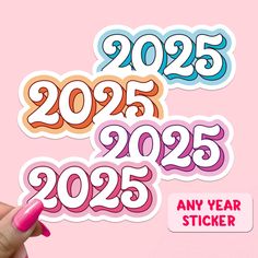 2025 sticker! These cheerful and vibrant stickers are the perfect way to welcome in the New Year and set the tone for a year filled with joy, positivity, and success. Get ready to celebrate the new year in style with our adorable 2025 sticker. Printed on high quality and durable adhesive vinyl and made with thick, waterproof vinyl material. Our stickers are perfect to decorate your water bottle, laptop, planner, journal and more! The perfect gift for your family and friends. - Non-reflective, ma 2025 Sticker, Gift Journal, Happy New Year Gift, New Year Decoration, Decorate Notebook, New Year Gift, New Years Decorations, Journal Gift, Retro Decor