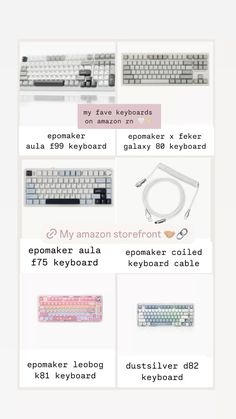 an info sheet showing the different types of keyboards and mouses in each type of keyboard