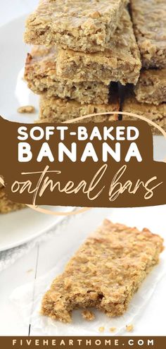 Kids will be requesting this snack idea again and again! So wholesome and yummy, these Soft-Baked Banana Oatmeal Bars are sure to be a hit. Enjoy them as a simple breakfast idea on the go, too! Easy gluten-free option included! Soft Baked Banana Oatmeal Bars, High Fiber Oatmeal Bars, Oatmeal Bars For Baby, Banana Oat Bars, Lighter Desserts, Banana Oatmeal Bars, Oatmeal Bars Healthy, Portable Breakfast, Oatmeal Bars Recipes