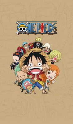 one piece anime wallpaper with many characters on it and the words one piece above them