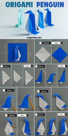 how to make an origami penguin - step by step instructions for beginners