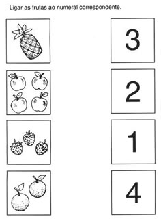 an image of numbers and fruits in the form of counting sheets for children to learn