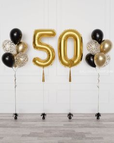 Black And Gold - Double Number Balloons Confetti Balloon Bouquets Set 50th Birthday Balloons, Surprise 30th Birthday, 2 Balloon, Green Wedding Decorations, Champagne Balloons, 30 Balloons, 50 Balloons, Black And Gold Balloons, Gold Foil Balloons