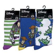 Add Some Disney Magic To Your Sock Collection With This Set Of Three Toy Story Crew Socks. Featuring Buzz And Woody, These Socks Are Perfect For Any Disney Fan. Available In Men's Size 9-12 And Women's Size 10-13, These Socks Are Suitable For Adults. The Multicolor Design Is Eye-Catching And Fun, Making Them A Great Addition To Any Outfit. Made By Disney Parks, These Socks Are A Must-Have For Any Collector Of Disneyana. Don't Miss Your Chance To Add These Socks To Your Collection! Buzz And Woody, Sock Collection, Disney Fan, Casual Socks, Disney Magic, Disney Parks, Toy Story, Crew Socks, Socks