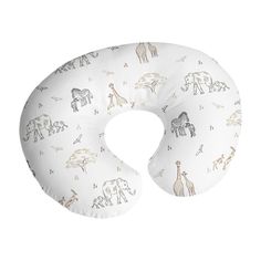 an elephant and giraffe print nursing pillow