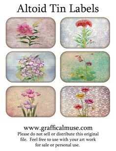 an advertisement with flowers in four different colors