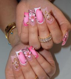 Girly Acrylic, Colored Acrylic Nails, Nail Sets, Nails Pink, Square Acrylic Nails, Unique Nails