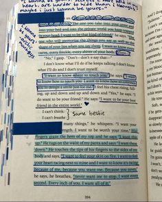 an open book with writing on it and some lines in the pages that appear to have been altered