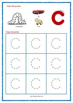 the letter c worksheet for children to learn how to write and draw letters