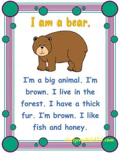 an animal poem with the words i am a bear