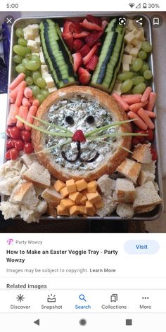 a platter filled with veggies and crackers on top of each other