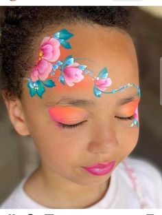 Flower Crown Face Paint, Face Paint Crown, Spring Face Paint, Flower Face Painting, Paint A Rose, Mermaid Face Paint, Face Painting Flowers