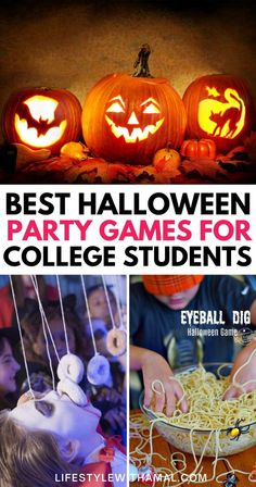 halloween party games for college students with pumpkins and jack - o'- lanterns