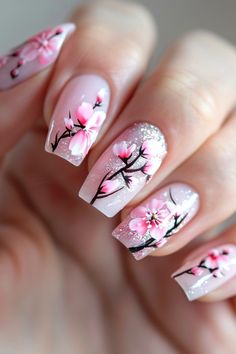 Are you looking for a way to add a touch of beauty and elegance to your nails? Look no further! Cherry blossom nails are the perfect choice. These delicate yet striking designs are inspired by Japanese Cherry Blossom Nail Designs, Blossom Nail Designs, Blossom Nail Art, Sakura Nail Art, Spring Manicure, Japanese Blossom