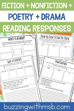 fiction and non fiction reading response worksheet with the text fiction and non fiction