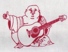 a drawing of a man holding a guitar and giving the thumbs up sign with his hand