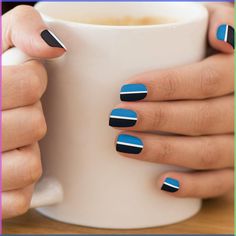 Decorating your nails for Halloween is a fun way to embrace the spooky season. This post contains 29 different Halloween nail designs you can create at home. Ideas, black, designs, art, cute, Disney, spooky, unique, simple, short, subtle, art, acrylic, almond, orange, easy Black And Blue Nails, French Manicure Nails, Blue Acrylic Nails, Minx Nails, Nail Art Designs Summer, Minimalist Nails, Nail Wraps