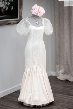 Bridgerton vibes! This adorable handmade (by grandma), 1990s wedding dress is in fabulous condition and all ready for its next bride!  Back zip, mermaid style bottom, puff sleeves.  Measurements to come.  Message for details. 1990s Wedding Dress, Vintage Mermaid Wedding Dress, 1990s Wedding, Bridgerton Vibes, Vintage Mermaid, Mermaid Style, Mermaid Fashion, Mermaid Wedding, Dress Clothes For Women