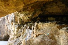 a large rock formation in the middle of a cave