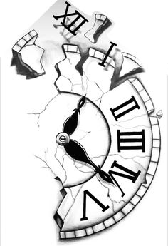 Tato Jam, Natur Tattoo Arm, Chest Tattoo Stencils, Broken Clock, Chest Tattoo Drawings, Dali Tattoo, Clock Drawings, Clock Tattoo Design