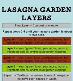 a poster with the words lasagna garden layers