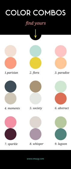 the color combos for different colors are shown in this chart, which shows how to choose