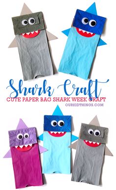 Paper Bag Shark Craft Preschool Paper Bag Crafts, Shark Puppet Craft Paper Bag, Daycare Crafts Printable, Kinder Summer Crafts, Summer Crafts For Kids 3-4, Summer Kindergarten Crafts Art Projects, Crafts Using Paper Bags, Ocean Theme Arts And Crafts For Kids