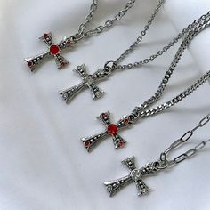 This custom necklace with a dainty silver cross pendant is a beautiful religious dainty necklace. This dainty cross necklace has up to 10 custom chain necklaces & 2 colors options to choose from (red or silver), making this a perfect personalized jewelry gift for a religious friend. 𝐃𝐄𝐓𝐀𝐈𝐋𝐒:  ⭐️ The necklace length is 18", if you're interested in a custom chain length please message me before purchasing ⭐️ Pendant size is 1" ⭐️ The silver cross charm is silver plated over metal. The chain necklace is made up of a high quality stainless steel material, safe for those with sensitive skin ⭐️ The perfect everyday simple cross necklace, The Blessed cross necklace  ⭐️ ALL jewelry include 1 year warranty only for broken or discolored pieces  𝐇𝐎𝐖 𝐓𝐎 𝐎𝐑𝐃𝐄𝐑 1. Select quantity  2. Se Red Sterling Silver Cross Necklace, Silver Tarnish-resistant Cross Necklace For Gift, Adjustable Silver Cross Necklace, Nickel Free, Sterling Silver Nickel-free Cross Necklace, Sterling Silver Cross Necklace, Hallmarked, Cross Necklace Simple, Dainty Cross Necklace, Custom Chain, Cross Charm Necklace