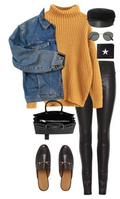 "Untitled #903" by minhie-inspiration ❤ liked on Polyvore featuring Helmut Lang, Wrangler, Yves Saint Laurent, Eugenia Kim, Ray-Ban, Givenchy and Gucci Daily Dress Me, Winter Leggings, Outfit Trends, Yellow Sweater, Fashion Fall, Casual Winter Outfits, Casual Black