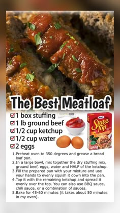 the best meatloaf recipe is shown in this advert for it's product