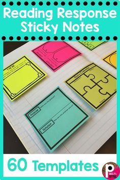 the reading response sticky notes are great for students to practice their writing skills and read alouds