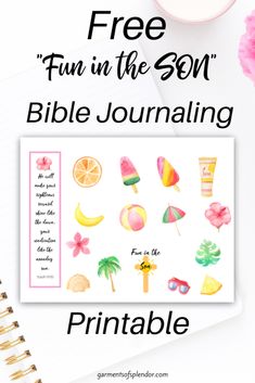 the free printable bible journal with an image of fruit and palm trees on it