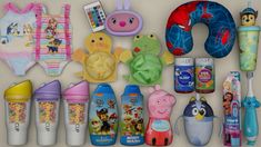 there are many items that can be found in the toy store, such as baby bottles and toys