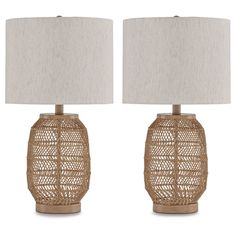 a pair of lamps that are next to each other