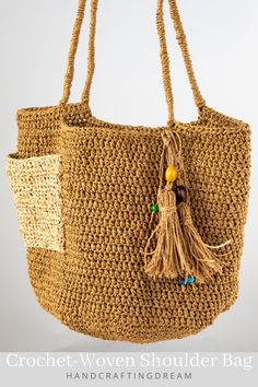 #wovenbag #crochetbag #strawbag #shoulderbag #giftidea #ropebag #paperropebag Brown Braided Crochet Bag For Beach, Brown Braided Crochet Beach Bag, Brown Crochet Travel Bag With Braided Details, Brown Braided Crochet Bag For Travel, Brown Braided Crochet Travel Bag, Brown Braided Jute Bag, Casual Braided Bucket Crochet Bag, Casual Braided Crochet Bucket Bag, Brown Jute Straw Bag With Braided Details