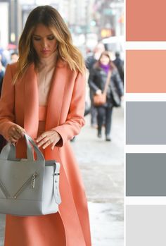 Цветовые сочетания Apricot Color Outfit, Magenta Outfit Color Combos, True Spring Outfits, Complementary Colors Fashion, Orange Color Combinations