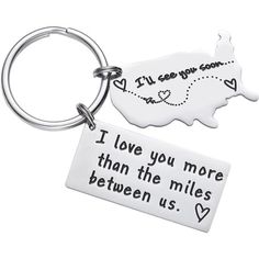 i love you more than the miles between us keychain and keyring set