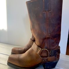 Frye Smoke Color Buckle Harness Boot Excellent Used Condition Perfect Height Distressed Look Retails New $498 {Smoke Free, Pet Free} Frye Harness Boots, Doll Wardrobe, Harness Boots, Frye Boots, Leather Boots Women, Frye Shoes, Boots Women, Distressed Leather, Shoes Heels Boots