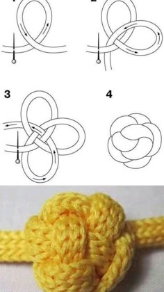 instructions to make a crochet knot for a baby's headband, and how