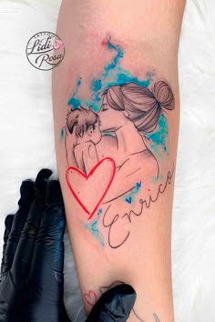 a woman's leg with a tattoo on it that reads, love and kisses