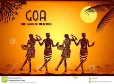 three african women dancing in front of an orange background with palm trees and the words go