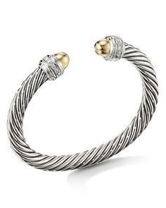 David Yurman Cable Bracelet with 14K Yellow Gold Dome & Diamonds David Yurman Cable Bracelet, David Yurman Bracelet, Girl Code, Cable Bracelets, Trendy Bracelets, David Yurman Jewelry, Expensive Jewelry, Elegant Bracelet, Diamonds And Gold